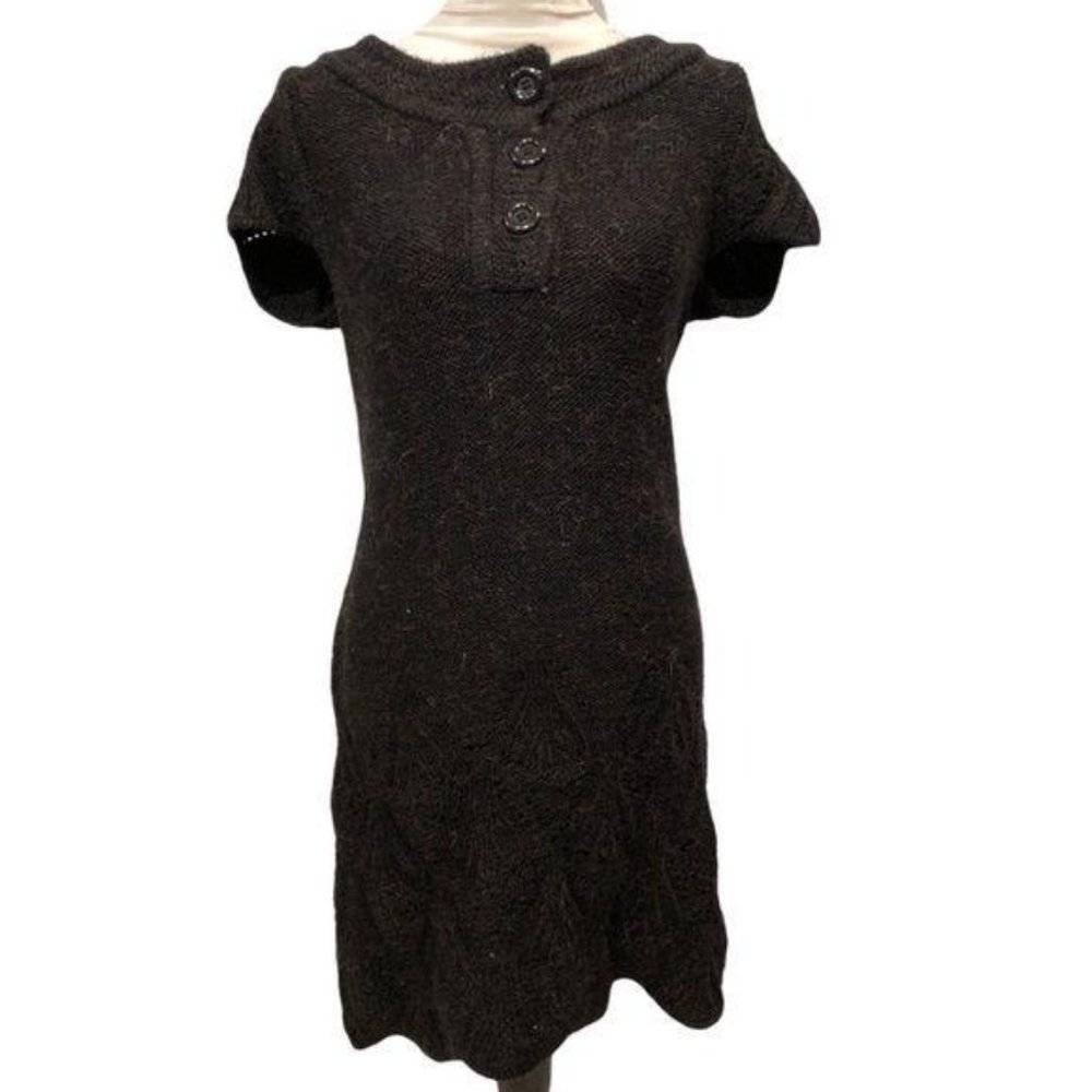 BCBGMaxAzria Knit Sweater Dress Gray Size Large Alpaca Womens Winter Warm Button